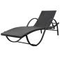 Preview: ARDEBO.de - Sonnenliege mit Auflage & Tisch Poly Rattan Schwarz