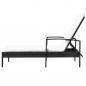 Preview: Sonnenliege mit Auflage Poly Rattan Schwarz
