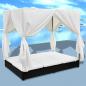 Preview: ARDEBO.de - Outdoor-Loungebett mit Vorhang Poly Rattan Schwarz