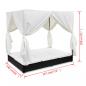 Preview: Outdoor-Loungebett mit Vorhang Poly Rattan Schwarz