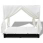 Preview: Outdoor-Loungebett mit Vorhang Poly Rattan Schwarz