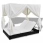 Preview: Outdoor-Loungebett mit Vorhang Poly Rattan Schwarz