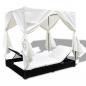 Preview: Outdoor-Loungebett mit Vorhang Poly Rattan Schwarz