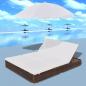 Preview: Outdoor-Loungebett mit Sonnenschirm Poly Rattan Braun