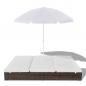 Preview: Outdoor-Loungebett mit Sonnenschirm Poly Rattan Braun