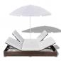 Preview: Outdoor-Loungebett mit Sonnenschirm Poly Rattan Braun