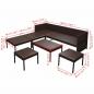 Preview: 6-tlg. Garten-Lounge-Set mit Auflagen Poly Rattan Braun