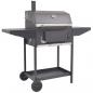 Preview: ARDEBO.de - Holzkohlegrill Smoker mit Ablage Schwarz
