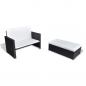 Preview: 2-tlg. Garten-Lounge-Set mit Auflagen Poly Rattan Schwarz