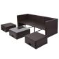 Preview: 4-tlg. Garten-Lounge-Set mit Auflagen Poly Rattan Braun