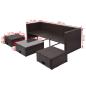 Preview: 4-tlg. Garten-Lounge-Set mit Auflagen Poly Rattan Braun