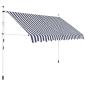 Preview: ARDEBO.de - Einziehbare Markise Handbetrieben 250 cm Blau/Weiß Gestreift