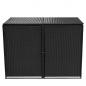 Preview: Mülltonnenbox für 2 Tonnen Poly Rattan Schwarz 148x80x111 cm 