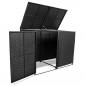 Preview: Mülltonnenbox für 2 Tonnen Poly Rattan Schwarz 148x80x111 cm 