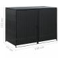 Preview: Mülltonnenbox für 2 Tonnen Poly Rattan Schwarz 148x80x111 cm 