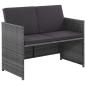 Preview: ARDEBO.de - 6-tlg. Garten-Essgruppe mit Auflagen Poly Rattan Grau
