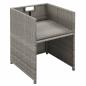 Preview: 6-tlg. Garten-Essgruppe mit Auflagen Poly Rattan Grau