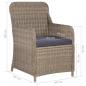 Preview: 3-tlg. Bistro-Set mit Kissen Poly Rattan Braun