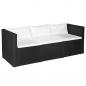 Preview: ARDEBO.de - 3-tlg. Garten-Lounge-Set Poly Rattan Schwarz und Weiß