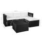 Preview: 3-tlg. Garten-Lounge-Set Poly Rattan Schwarz und Weiß