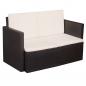 Preview: ARDEBO.de - 2-Sitzer-Gartensofa mit Auflagen Braun Poly Rattan