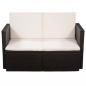 Preview: 2-Sitzer-Gartensofa mit Auflagen Braun Poly Rattan