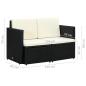 Preview: 2-Sitzer-Gartensofa mit Auflagen Schwarz Poly Rattan
