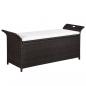 Preview: ARDEBO.de - Truhenbank mit Polster 138 cm Poly Rattan Braun