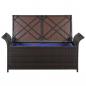 Preview: Truhenbank mit Polster 138 cm Poly Rattan Braun