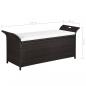 Preview: Truhenbank mit Polster 138 cm Poly Rattan Braun