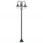 Preview: ARDEBO.de - Garten-Pollerleuchte E27 220 cm Aluminium 3-Laterne Dunkelgrün