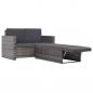 Preview: 2-tlg. Garten-Lounge-Set mit Auflagen Poly Rattan Grau