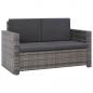 Preview: 2-tlg. Garten-Lounge-Set mit Auflagen Poly Rattan Grau