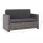 Preview: 2-tlg. Garten-Lounge-Set mit Auflagen Poly Rattan Grau