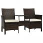 Preview: 2-Sitzer-Gartensofa mit Tisch & Hocker Poly Rattan Braun