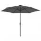 Preview: Sonnenschirm mit LED-Leuchten und Stahlmast 300 cm Anthrazit