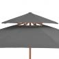 Preview: Sonnenschirm mit Doppeldach und Holzstange 270 cm Anthrazit