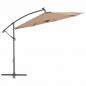Preview: ARDEBO.de - Ampelschirm mit LED-Leuchten und Stahlmast 300 cm Taupe