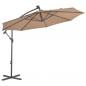 Preview: Ampelschirm mit LED-Leuchten und Stahlmast 300 cm Taupe