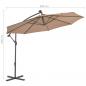 Preview: Ampelschirm mit LED-Leuchten und Stahlmast 300 cm Taupe