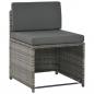 Preview: 7-tlg. Garten-Essgruppe mit Kissen Poly Rattan Grau 