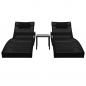 Preview: Sonnenliegen 2 Stk. mit Tisch Poly Rattan und Textilene Schwarz