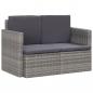 Preview: ARDEBO.de - 2-Sitzer-Gartensofa mit Auflagen Grau Poly Rattan