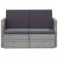 Preview: 2-Sitzer-Gartensofa mit Auflagen Grau Poly Rattan