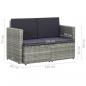 Preview: 2-Sitzer-Gartensofa mit Auflagen Grau Poly Rattan