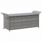 Preview: ARDEBO.de -   Sitzbank mit Stauraum und Kissen Grau 138 cm Poly Rattan