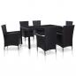 Preview: ARDEBO.de - 7-tlg. Garten-Essgruppe Poly Rattan Schwarz 