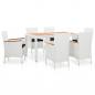 Preview: ARDEBO.de - 7-tlg. Garten-Essgruppe Poly Rattan Weiß