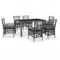 Preview: ARDEBO.de - 7-tlg. Garten-Essgruppe Poly Rattan Grau