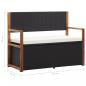 Preview: Bank mit Stauraum 115 cm Poly Rattan Massivholz Akazie Schwarz